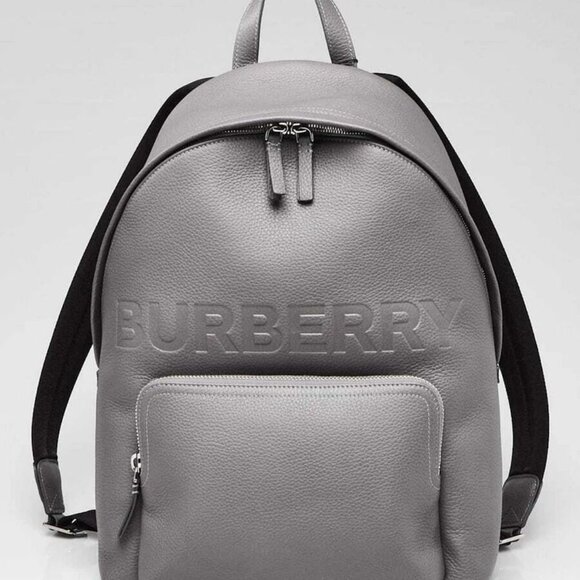 Burberry Grey Leather Embossed Abbeydale Backpack Bag - Picture 1 of 12